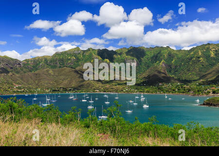 Bucht von Taiohae auf der Insel Nuku Hiva, Marquesas-Inseln Stockfoto