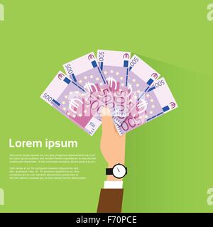 Hand halten fünfhundert 500 Euro-Banknote Pack flache Bauform Stock Vektor