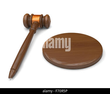 Holz Richterhammer und Resonanzboden isoliert auf weißem Hintergrund. Sehr detaillierte Render. Stockfoto