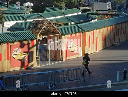 Ruhig am frühen Morgen Szene auf der East 14th Street in der Nähe von Union Square Park & saisonalen Markt in Manhattan, New York City. Stockfoto