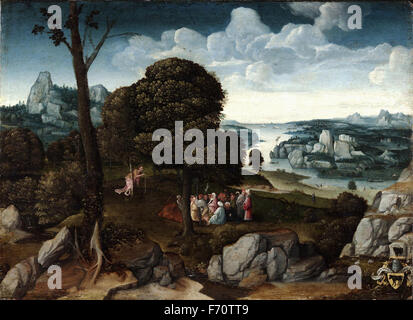 Joachim Patinir - Landschaft mit dem Heiligen Johannes dem Täufer predigt Stockfoto