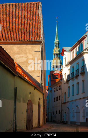 St.-Petri Kirche in der alten Stadt von Riga, Lettland Stockfoto