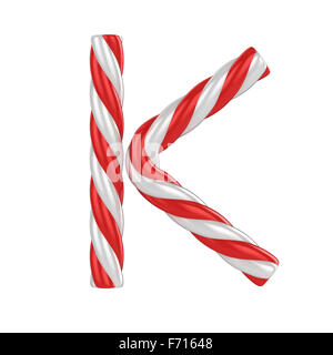 Christmas Candy Cane Schriftart - Buchstabe K Stockfoto