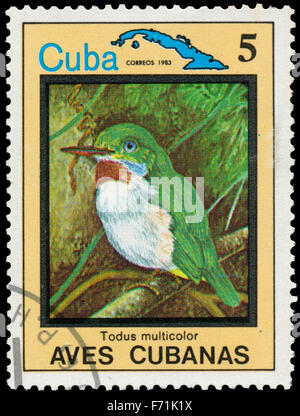 Kuba - ca. 1983: Eine Briefmarke gedruckt in Kuba zeigt kubanische Tody, Todus mehrfarbig, mit der gleichen Inschrift, aus der Serie "Cuban Stockfoto