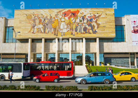 Muzeu Historik Kombetar, National History Museum, Sheshi Skenderbej, Skanderbeg-Platz, Hauptplatz, Tirana, Albanien Stockfoto