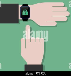 Vektor-Bild der Smartwatch mit Vorhängeschloss-Symbol. Stock Vektor