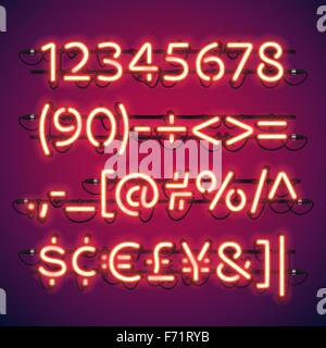 Leuchtende Neon Bar zahlen Stock Vektor
