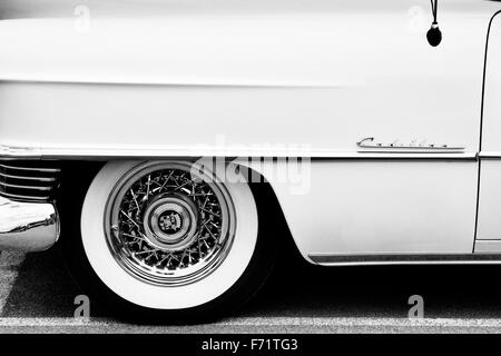1954 Cadillac Eldorado Convertible Auto Detail. Schwarz / weiß Stockfoto