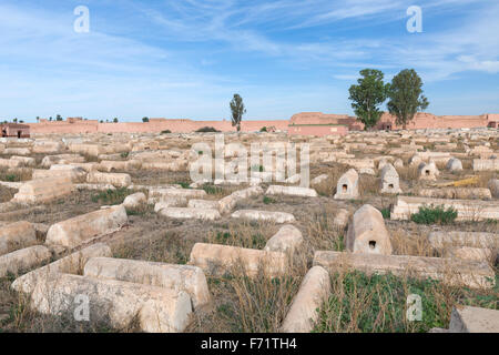 Jüdischer Friedhof in die Mellah, das jüdische Viertel, Marrakesch, Marokko Stockfoto