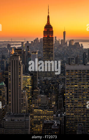 Midtown Manhattan Skyline bei Sonnenuntergang, New York, USA Stockfoto