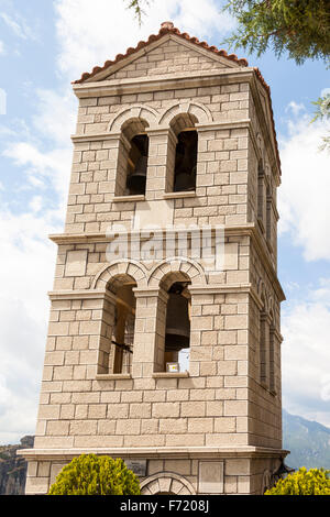 Glockenturm am Heiligen Kloster Varlaam, Meteora, Thessalien, Griechenland Stockfoto