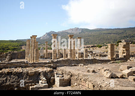 Die römischen Ruinen Baelo Claudia, in der Nähe von Bolonia, Andalusien, Spanien. Stockfoto