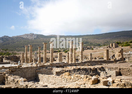 Die römischen Ruinen Baelo Claudia, in der Nähe von Bolonia, Andalusien, Spanien. Stockfoto