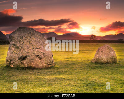 Steinkreis-Sonnenuntergang Stockfoto