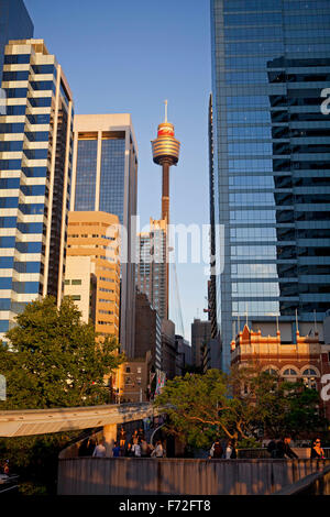 Sydney Tower, Sydney Tower Eye, AMP Tower, Flower Tower, Glower Tower, Westfield Centerpoint Tower, Westfield Tower, Sydney, NSW, New South Wales, Australien Stockfoto