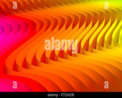 gewellte Farben Farbe 3d Abbildung Render abstraktes Konzept Welle Regenbogen Farbverlauf Form geometrischer Desktop-Hintergrundbild Stockfoto