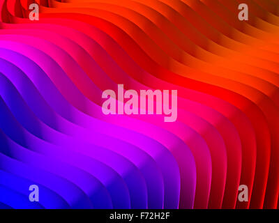 gewellte Farben Farbe 3d Abbildung Render abstraktes Konzept Welle Regenbogen Farbverlauf Form geometrischer Desktop-Hintergrundbild Stockfoto