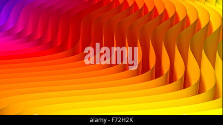 gewellte Farben Farbe 3d Abbildung Render abstraktes Konzept Welle Regenbogen Farbverlauf Form geometrischer Desktop-Hintergrundbild Stockfoto