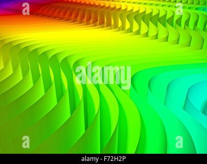 gewellte Farben Farbe 3d Abbildung Render abstraktes Konzept Welle Regenbogen Farbverlauf Form geometrischer Desktop-Hintergrundbild Stockfoto