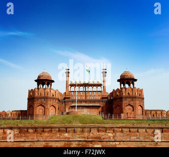 Rotes Fort ist ein 17. Jahrhundert Fort Komplex erbaut von Großmogul Shah Jahan in der ummauerten Stadt von Delhi, die als dienten Stockfoto