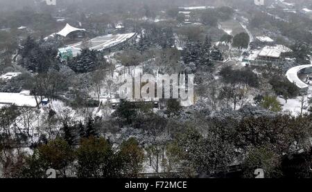 Peking, China Shandong Provinz. 24. November 2015. Foto aufgenommen am 24. November 2015 zeigt das Quancheng Park inmitten von Schnee in Jinan, der Hauptstadt der ostchinesischen Provinz Shandong, 24. November 2015. Viele Teile der Provinz erlebt eine Schneefall am Dienstag. © Xi Min/Xinhua/Alamy Live-Nachrichten Stockfoto