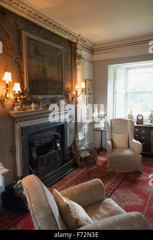Der hohe Salon in Traquair House, Innerleithen, Gunion, Schottland. Stockfoto