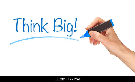 Think Big, Marker auf einen klaren Bildschirm geschrieben. Stockfoto