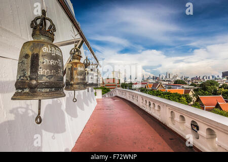 Der Stupa an der Spitze der Wat Saket, auch bekannt als die goldenen Bergs, im historischen Viertel von Bangkok, Thailand-Hauptstadt. Stockfoto