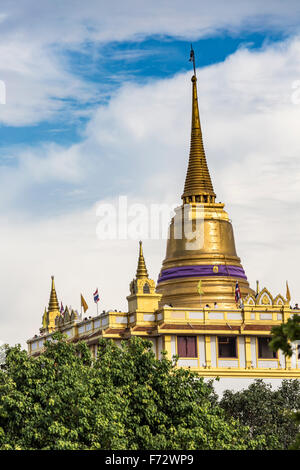 Der Stupa an der Spitze der Wat Saket, auch bekannt als die goldenen Bergs, im historischen Viertel von Bangkok, Thailand-Hauptstadt. Stockfoto