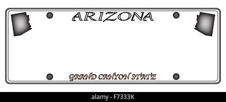 Ein Arizona State Nummernschild Design isoliert auf weißem Hintergrund Stockfoto