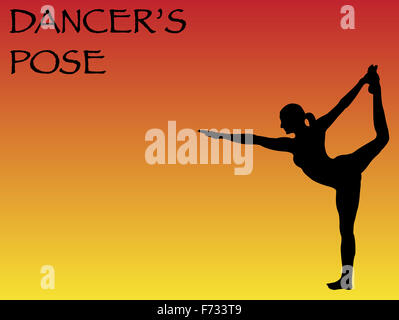 Eine Yoga-Frau, die Durchführung des Tänzers Pose auf einem farbigen Hintergrund Stockfoto