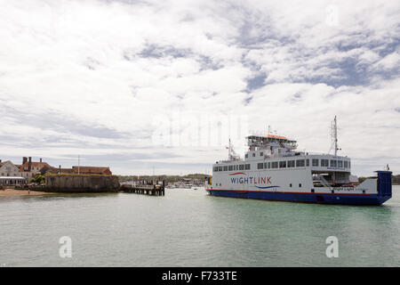 Wighlink die Fährverbindung von Yarmouth auf der Isle Of Wight nach Lymington in Hampshire Stockfoto