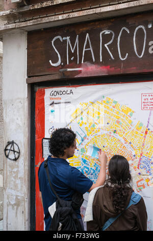 Touristen Karte, Venedig, Italien zu studieren. Stockfoto