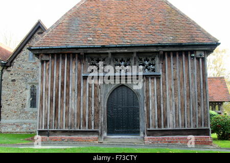 Holzteil von All Saints Church auf Lager, Essex, UK Stockfoto