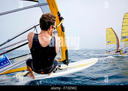 ISAF Sailing World Cup Hyères - Fédération Française de Voile. RSX Männer. Stockfoto