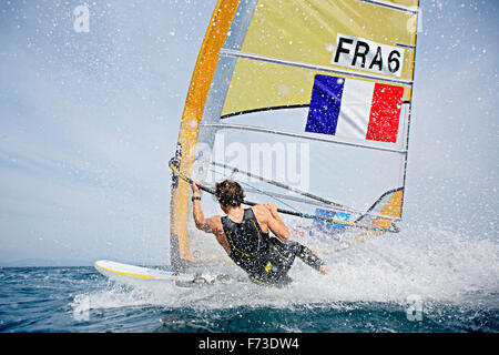 ISAF Sailing World Cup Hyères - Fédération Française de Voile. RSX Männer, Julien Bontemps. Stockfoto