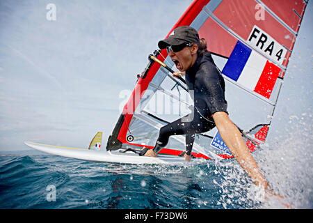 ISAF Sailing World Cup Hyères - Fédération Française de Voile. RSX Frauen, Charline Picon. Stockfoto