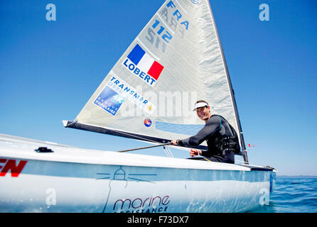 ISAF Sailing World Cup Hyères - Fédération Française de Voile. Finn, Jonathan Lobert. Stockfoto