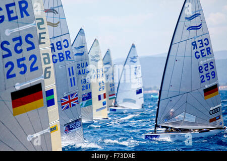 ISAF Sailing World Cup Hyères - Fédération Française de Voile. Finn. Stockfoto