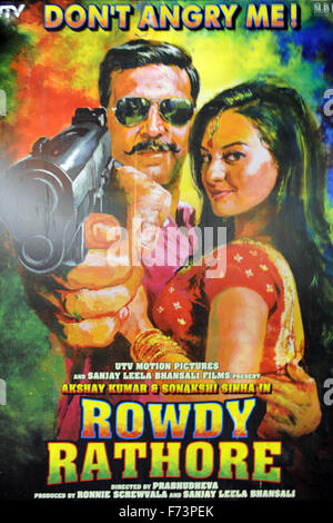 Filmplakat von Rowdy Rathore, Liberty Cinema, Bombay, Mumbai, Maharashtra, Indien, Asien Stockfoto