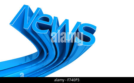 Wort-News in blau isoliert auf weiss Stockfoto