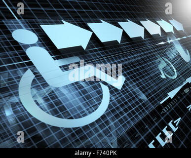 Technologie abstrakten Hintergrund mit Symbol für Barrierefreiheit und Pfeile Stockfoto