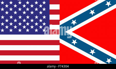 Beispiel für eine United States und Konföderierten Flaggen Stockfoto