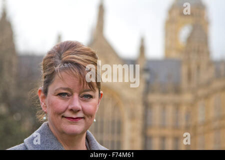 Westminster London, UK. 25. November 2015. Führer der Plaid Cymru Leanne Wood gibt ihre Reaktion nachdem Kanzlerin George Osborne lieferte seine Aussage Ausgaben überprüfen Kredit Herbst: Amer Ghazzal/Alamy Live-Nachrichten Stockfoto