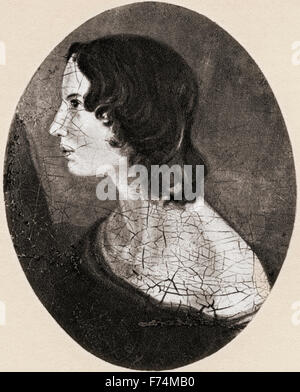 Emily Jane Brontë, 1818 – 1848. Englischer Schriftsteller und Dichter.  Nach einem Gemälde von ihrem Bruder Branwell Brontë. Stockfoto
