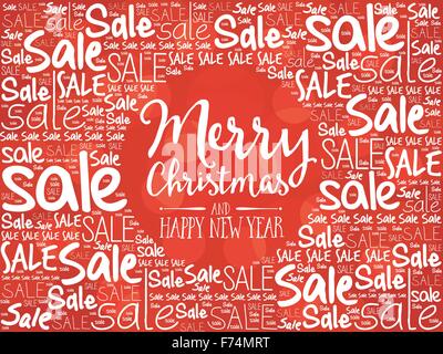 Frohe Weihnachten und Happy New Jahr Word Cloud-Hintergrund, Geschäftskonzept Stock Vektor