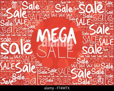 MEGA SALE Word Cloud-Hintergrund, Business-Konzept Stock Vektor