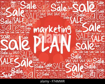 Marketing Plan Word Cloud-Hintergrund, Business-Konzept Stock Vektor