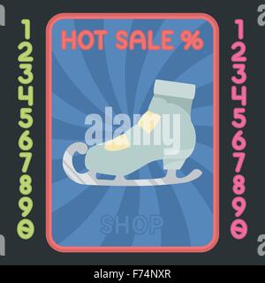 Eiskunstlauf Stiefel flache bunte Designikone. Vektor-heißer Verkauf-Label. Stock Vektor
