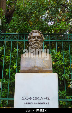 Sophokles, antiken griechischen Tragedian vor National Gardens, Syntagma, Athen, Griechenland Stockfoto